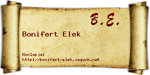 Bonifert Elek névjegykártya
